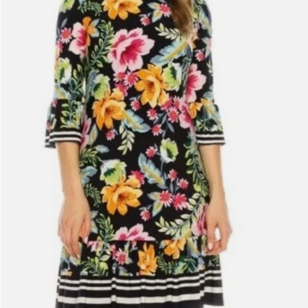 Eliza J Floral shift dress . 3/4 quarter sleeves colorful lined Women size 14 - Picture 8 of 13